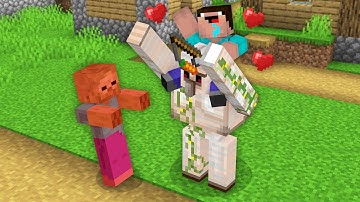 HOW NOOB TAMED IRON GOLEM PET!? Minecraft NOOB vs PRO! 100% TROLLING VILLAGE ZOMBIE DEFENSE