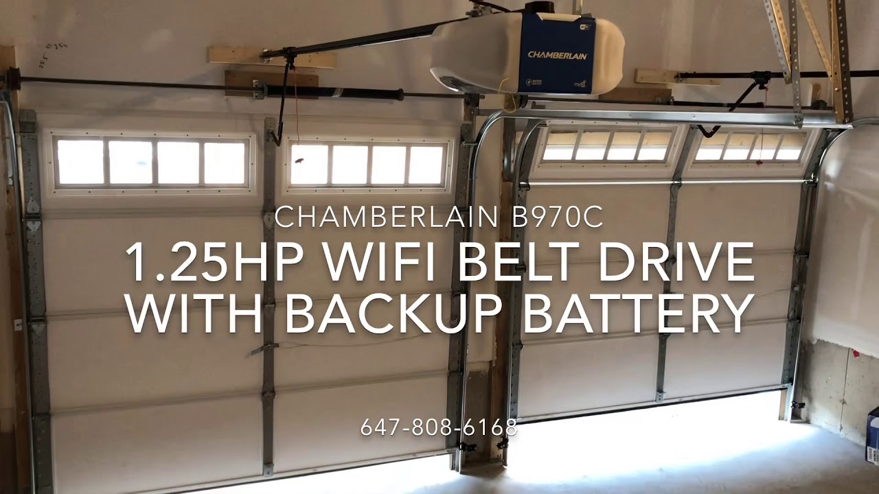 Chamberlain B970C 1.25HP Wi-Fi Belt Drive Opener with Backup Battery in