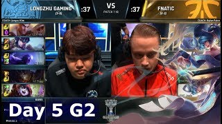 Longzhu Gaming vs Fnatic | Day 5 Main Group Stage S7 LoL Worlds 2017 | LZ vs FNC G2