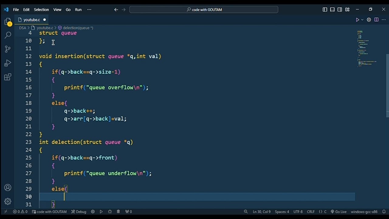 Implementation of Queue in C language || #trending #coding #programming ...