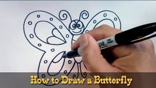 How to Draw a Butterfly(Learn how to draw a cute butterfly. Subscribe: www.youtube.com/user/cartooning4kids This is a basic line drawing tutorial suitable for kids of all ages. I teach ..., 2014-06-10T16:36:37.000Z)