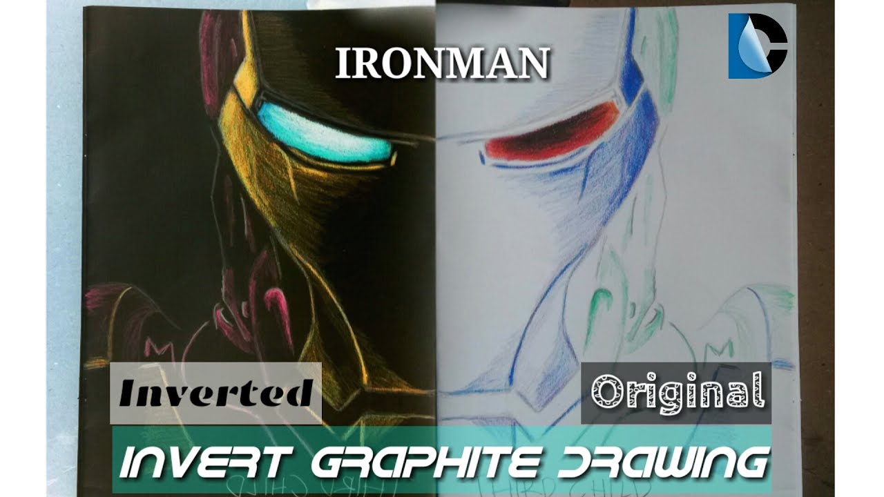 Invert Graphite Drawing | IRON MAN Inverted Art | Drawing Negative ...