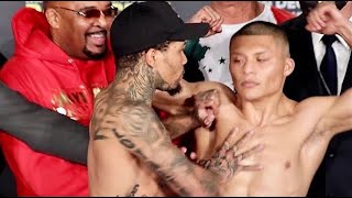 GERVONTA DAVIS PUSHES ISAAC CRUZ AT WEIGH IN AFTER INTENSE MINUTES LONG FACE OFF  FULL VIDEO