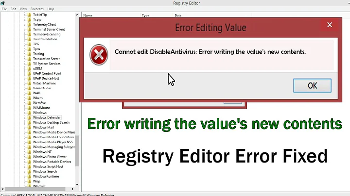 Error writing value's new content on Registry editor how to fix on Windows 8.1, 10 (Full Solutions)