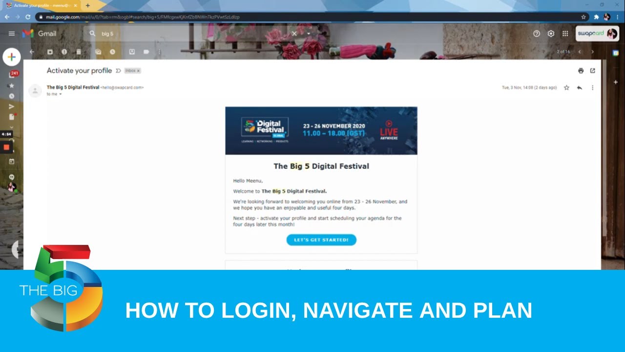 How to login, navigate and plan for The Big 5 Digital Festival