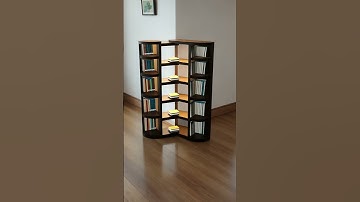 Inverted Folding Bookshelf | Wooden Space-Saving Design #youtube #shorts #explore #3d #home