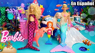 Barbie Familia de Sirenas Rutina de Mañana Bajo el Mar