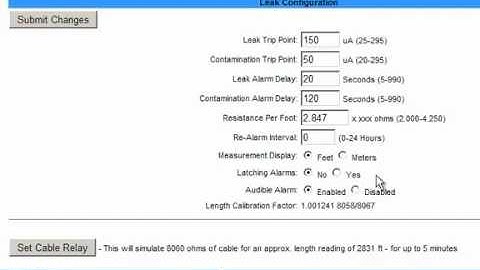 RLE Technologies Configure the leak settings on the SeaHawk LD2100