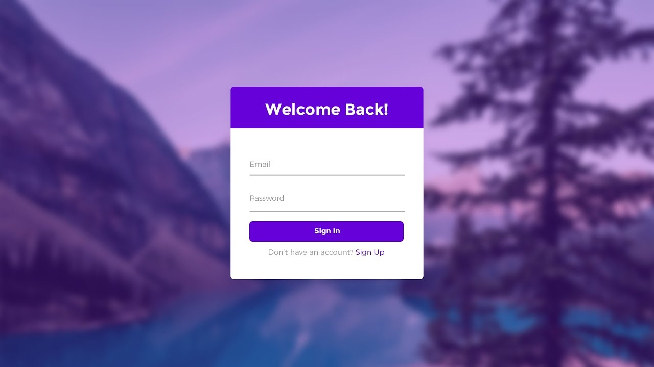 Blur Background Color Overlay Login Sign In Form in HTML & CSS with jQuery  Animation - YouTube