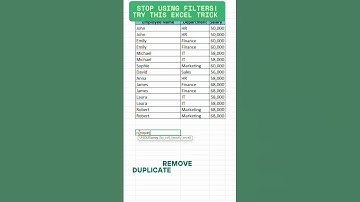Excel hacks : remove duplicates #excel #productivityhack #unique #exceltips