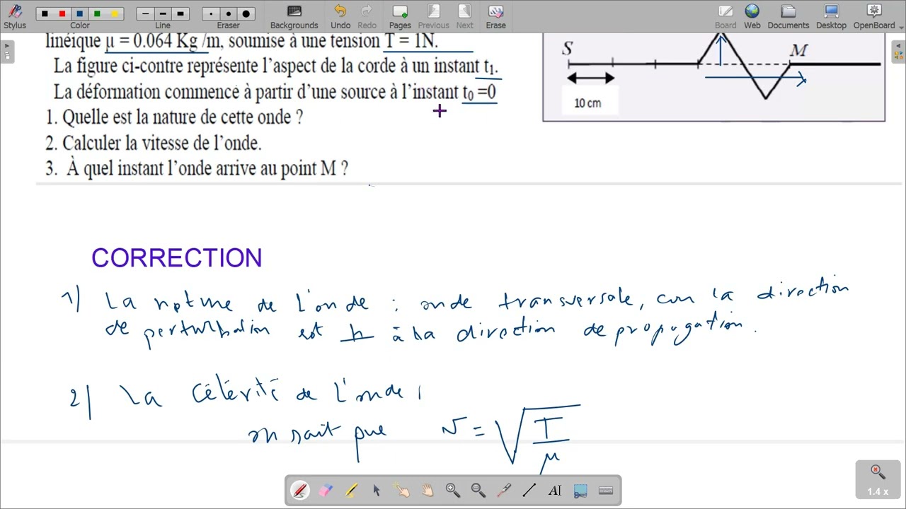 ondes mécaniques progressives, exercice n 3,2 ème bac