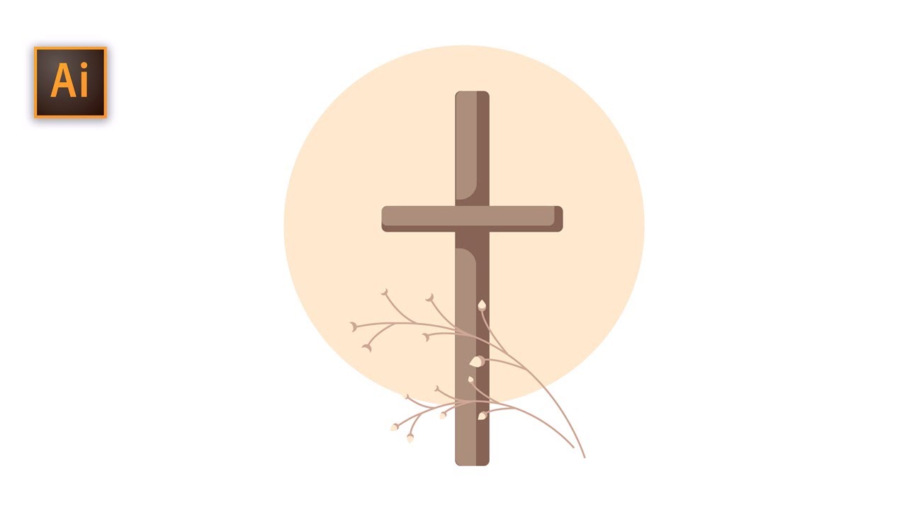How to draw a Holy Cross easy | Easter drawing | cross drawing in Adobe Illustrator |