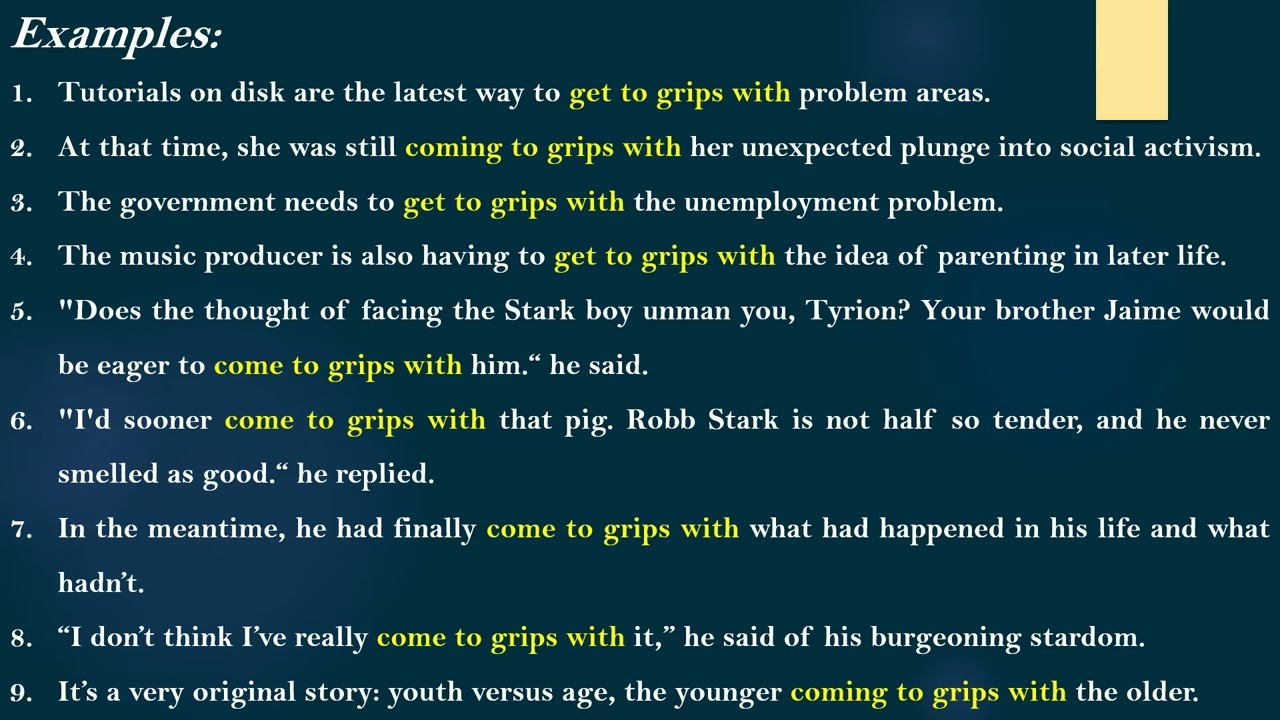 Idiom  Come to grips with something Meaning and