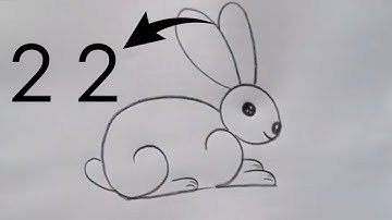 How to draw Rabbit drawing From 22 number easy step by step