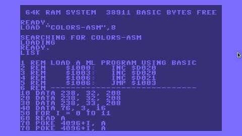 C64 Color Cycling (BASIC and 6502 ML)