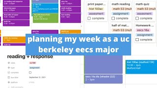 planning my week as a uc berkeley eecs major (freshman) | notion and google calendar