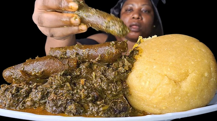 African food mukbang/ garri fufu with Afang soup mukbang 