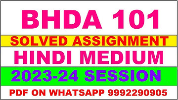 bhda 101 solved assignment 2023-24 | bhda 101 solved assignment in hindi 2024 | bhda 101 2024