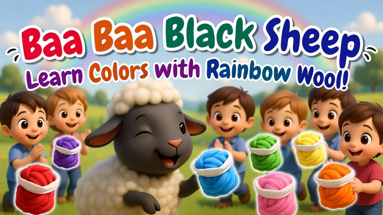 🐑 Baa Baa Black Sheep Colors Song 🌈 Rainbow Wool, Counting & Sharing | Kids Learning) 