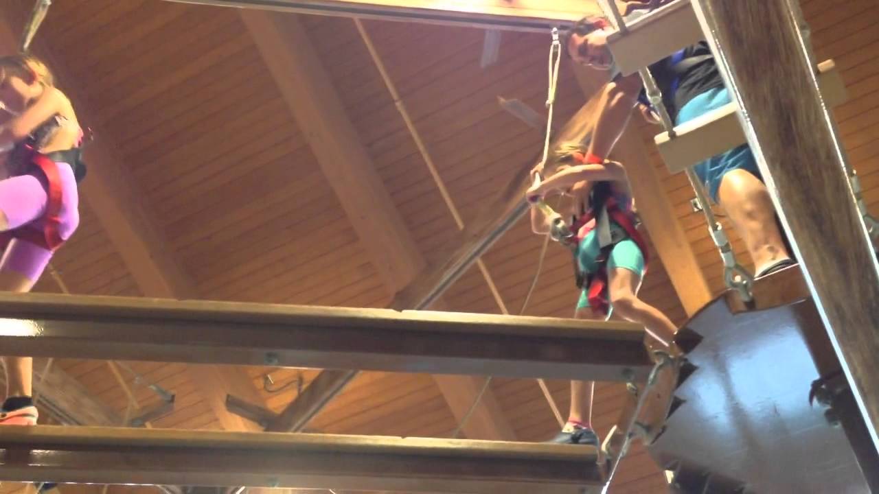 Girls and Jason on ropes course at Wilderness - YouTube