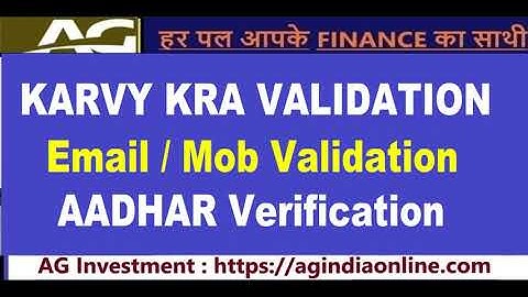 KARVY KRA VALIDATION | KYC Validation | KYC how to validate | email mob how to validate |