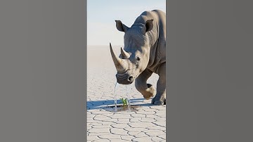 The rhino saved the coconut plant from drying up by watering it 😭#ai #tree #save #water
