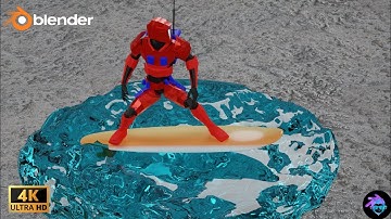 Surfing Robot | Blender 45 Hours  Cycles Render Short Video  | Dimension Editors