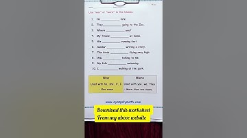 "Was" or "Were" worksheet - Download from my website