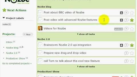 Nozbe 2.0 for lazy people - drag and drop actions to get things done