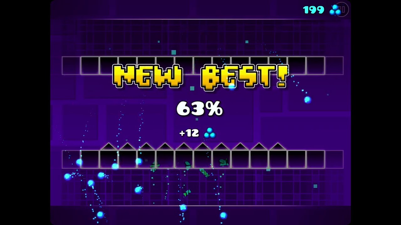 Playing geometry dash with bit roots by Toby fox in the background