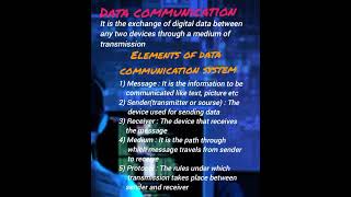 Elements of data communication system.messenger,sender, reciever, medium and protocol.important topi