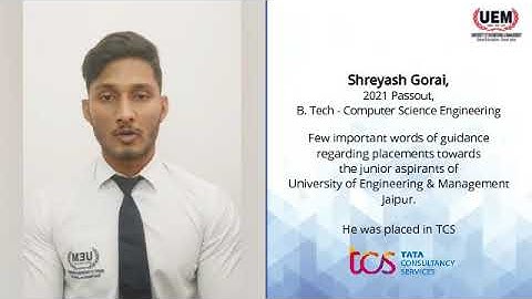 Placement Guidance | Shreyash Gorai | CSE, 2021 | UEM Jaipur | TCS