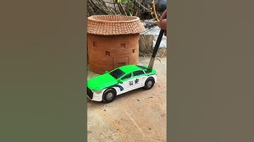 Police Car 🤣 ~ mini wood toy - woodworking arts / hand Craft Ideas #shorts #viral