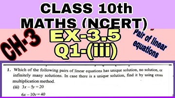 Linear equations | Chapter -3 , Ex 3.5, Q-1(iii)| NCERT | Maths Class 10th
