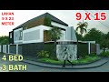 Split Level House 9x15 Meter 4 Kamar 3 Toilet Mushola Rooftop Di Lahan 9x23 Meter