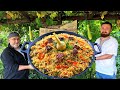 Plov recipe traditional uzbek pilaf with meat outdoor cooking
