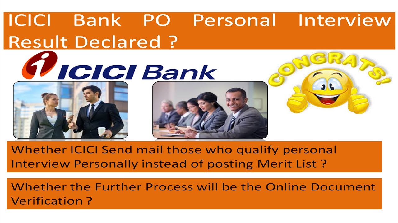 Result of ICICI PO interview | ICICI PO personal interview Result | icici pi result | No merit list