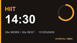 HIIT Timer - 14 Minutes | 30s Work / 30s Rest Interval Workout