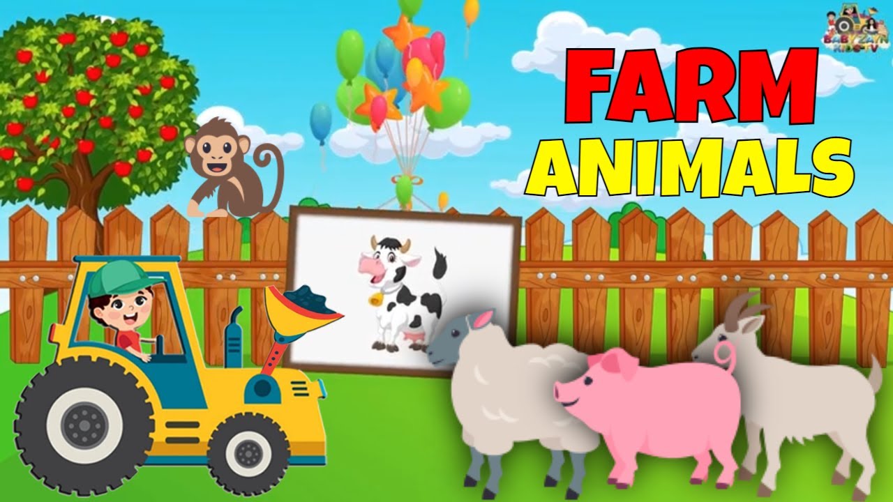 Learn Farm Animals Sheep Cow Goat Horse Cat Dog - Learn Farm Animals Names & Sounds