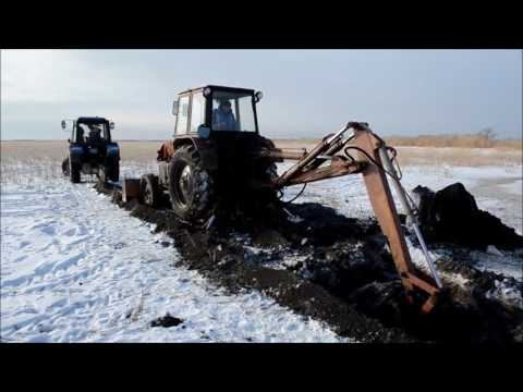 Восстановление пруда (75 га). Нарезка осушителя по