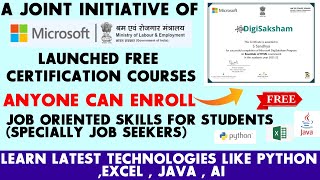 Microsoft & Ministry of India Launched Free Certification Courses for Students | Java ,Excel ,Python