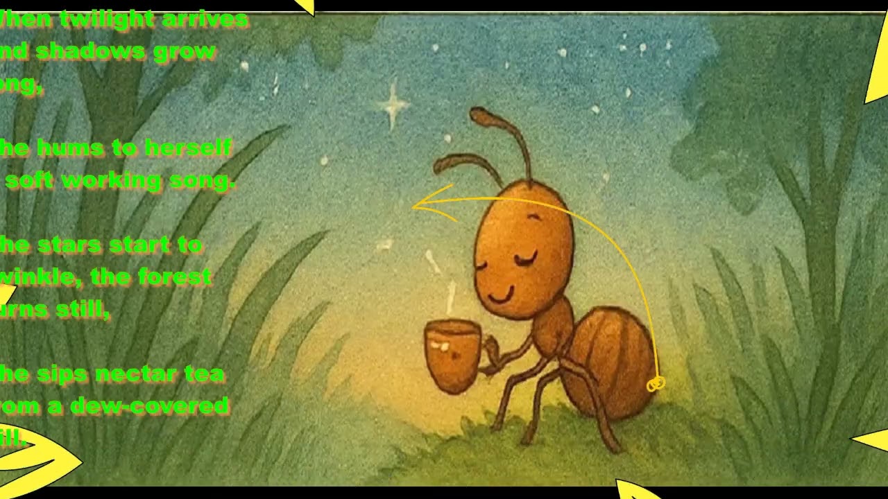 Ant poem for kids, cute ant story, ant daily routine animation, kids animated poem,
