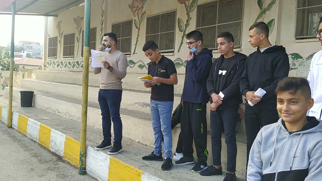 الطابور الصباحي في مدرسة كفرراعي الثانوية للبنين ليوم الاثنين 2-11-2021 ذكرى وعد بلفور المشؤوم