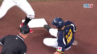 08/19 中信 VS 味全 七局上，林鋅杰中繼上場，隊友出現防守瑕疵，讓對手再攻下一分