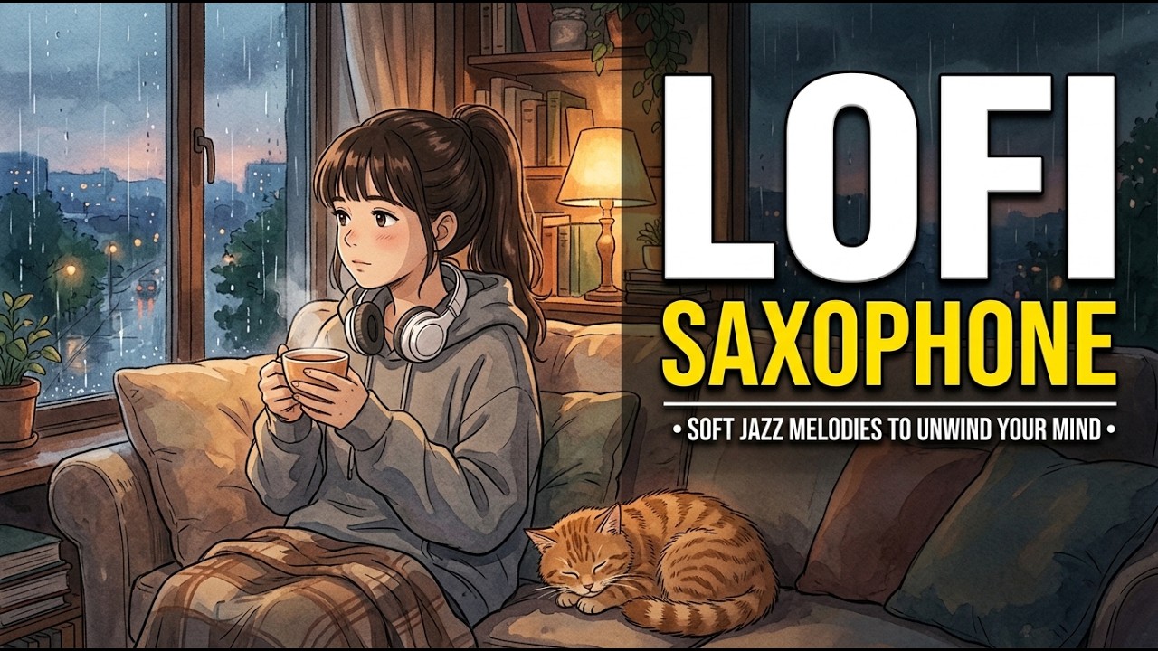 Warm Desk Lamp & Rainy Window 🕯️ The Ultimate Peaceful Saxophone