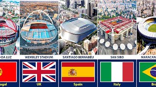 Famous Stadiums From Different Countries Luxury Gold Black Metallic Infographic 3D Rizdata