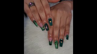 Watch Me Work Short Acrylic Nails | Emerald Green | IvysFancyNails