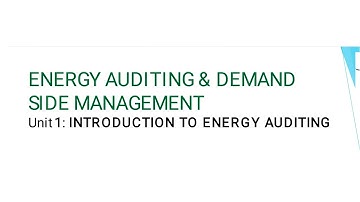 Unit I - Energy Auditing || Introduction || objectives of Energy Auditing and types