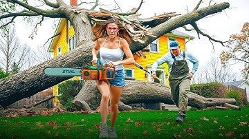 Dangerous Fastest Idiots Cutting Tree Fails Skill With Chainsaw : Tree Falling on Houses #1