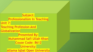 8612 | Unit 7 || What is Teaching Profession And Globalization ? Class | Professionalism In Teaching